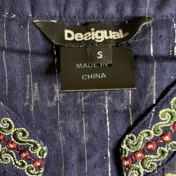 NWT Desigual Larson Top Boho Embroidered Women Euro Small Cotton Blend - Picture 10 of 11